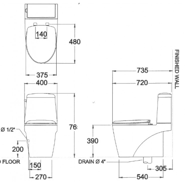 Bồn cầu 2 khối Cotto C13527 Riviera