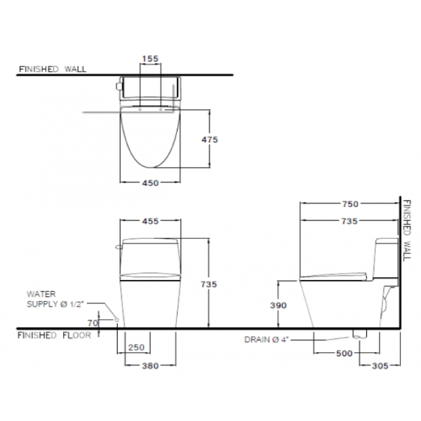 Bồn cầu 2 khối Cotto C13537 Riviera Pro