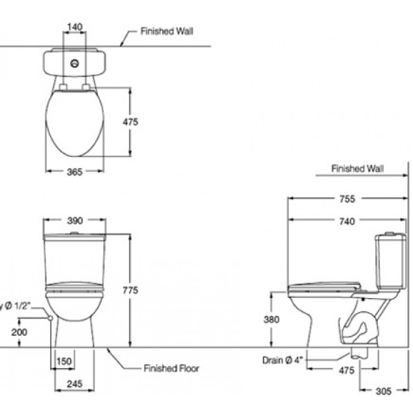 Bồn cầu 2 khối COTTO C1371 Alex II