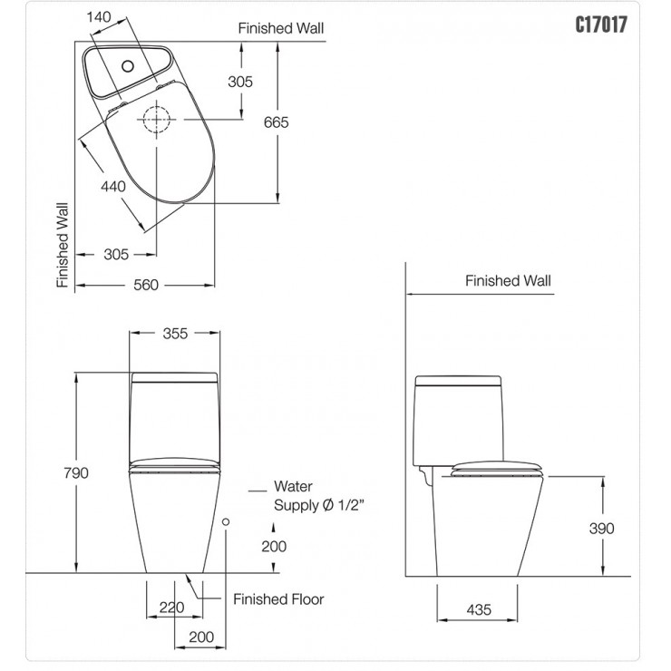 Bồn Cầu 2 Khối Cotto C17017 Space Solution 3 Bồn cầu 2 khối Cotto C17017 Space Solution