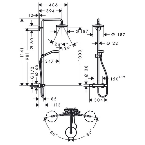 Sen cây Hansgrohe Croma Select S 180 27254400