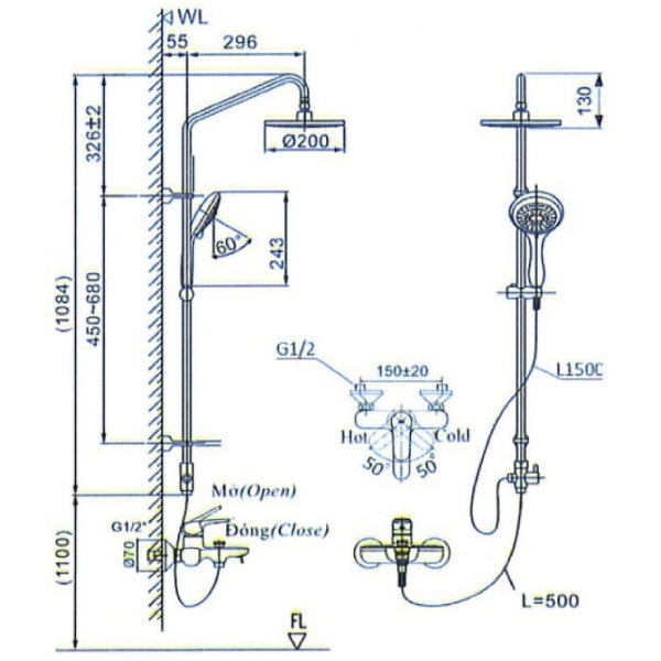 Sen cây Inax BFV-1405S nóng lạnh