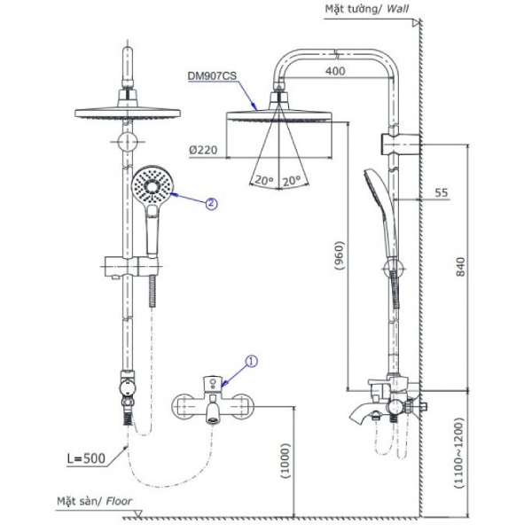 Sen cây TOTO DM907CS/TBS01302V/DGH108ZR nóng lạnh