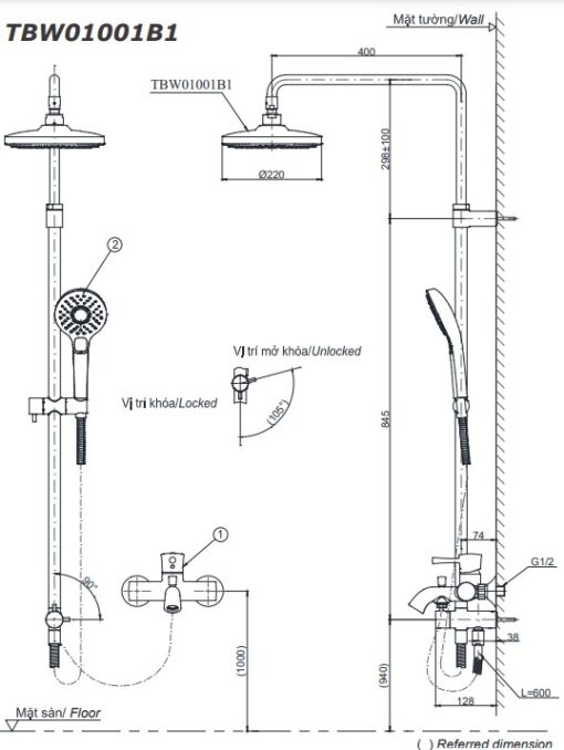 Sen cây TOTO TBS03302V/TBW03002B/TBW01001BA nóng lạnh