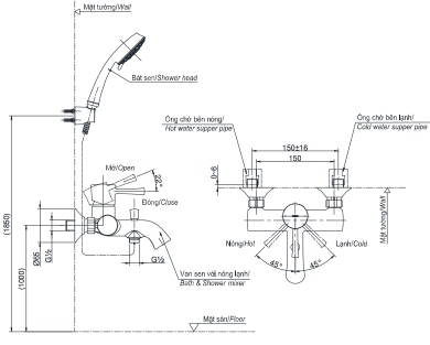 Sen cây TOTO TBS04302V/TBW03002B/TBW01001BA nóng lạnh