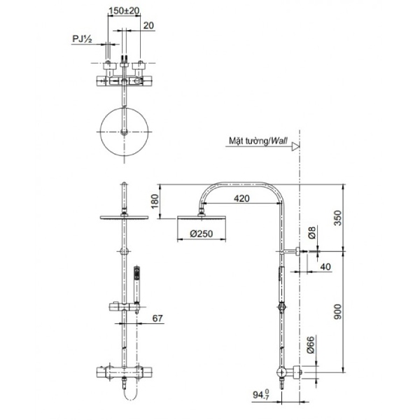 Sen cây TOTO TX454SESV2BRN nhiệt độ